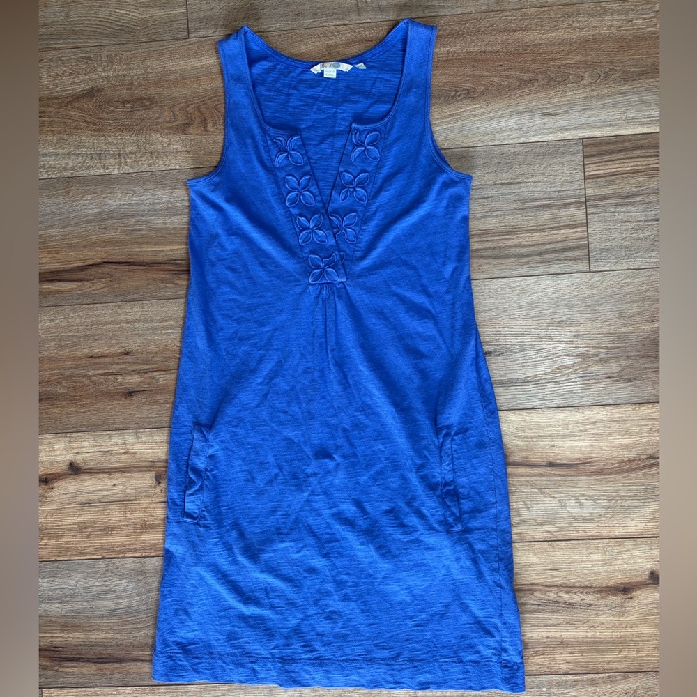Boden blue tank-style cotton coastal V-Neck dress - Picture 2 of 10